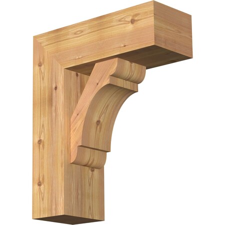 Ekena Millwork Olympic Block Smooth Bracket w/ Offset Brace, Western Red Cedar, 7 1/2"W x 20"D x 24"H BKT0806X20X24OLY05SWR